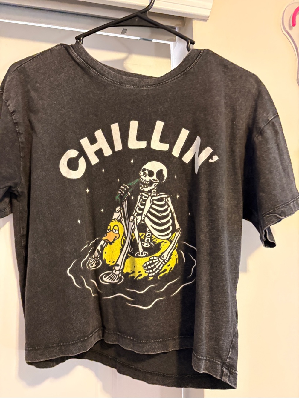 Urban Outfitters Black 'Chillin' Skeleton Graphic Tee